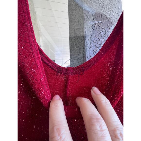 90's red sparkly high low dress size med - Picture 3 of 4